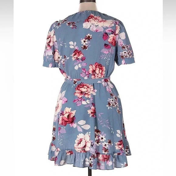JILL JILL STUART Blue Floral Ruffled Wrap Dress Women’s Size XL NWT - Picture 6 of 8
